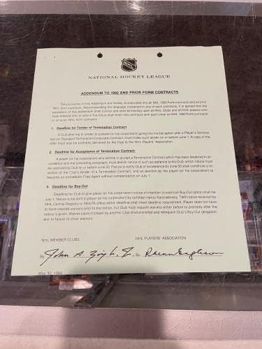 1985 Фил Бурк Питсбург Пингвини Потпиша Нхл Договор Ед Џонстон Мегреј-Нхл Намалување На Потписи