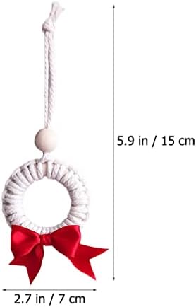 Божиќ Ратан Боункот Декор на венец: 2 парчиња висат тркалезен прстен венец Бохо Божиќ памучен јаже плетенка од венец од влезна врата