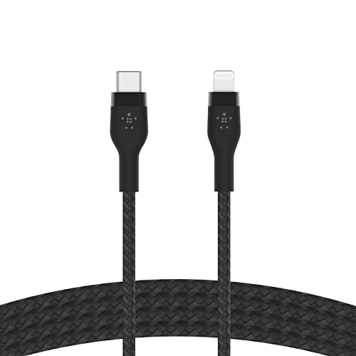 Belkin BoostCharge Pro Flex плетенка со USB тип Ц до молња кабел, MFI овластен 20W Брзо полнење PD PROWER SEVERY за iPhone 14, iPhone