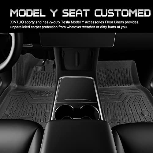 Xintuo Tesla Model y Floor Mats 2023 Целосно покритие 3Д предни матици за задни стебло, прилагодени подни облоги за Tesla Model