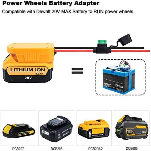 Biswaye 2-Пакет Моќ Тркала Адаптер Компатибилен Со Dewalt 20v 60V Батерија На Моќ Тркала Батерија ЗА 12V Возење На Играчки, Двоен
