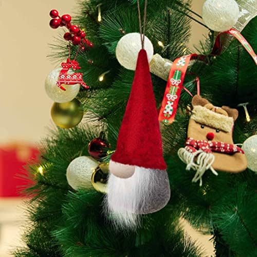 Гном Божиќни украси сет од 10, рачно изработени кадифен гноми Санта Елф виси новогодишна елка за украси за дома.
