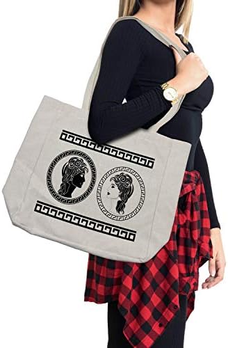 Амбесон, ретро торба за купување, римска аристократска жена профили кружни класични рамки фризура за убавина, еколошка торба