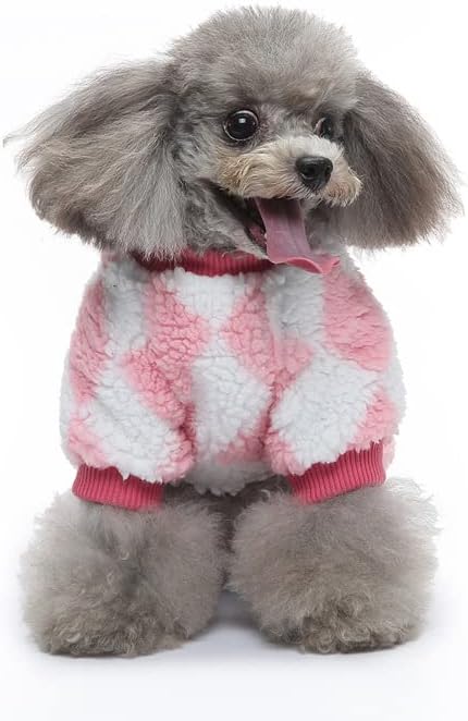 Пижами За Кучиња петвинс за Мали Средни Кучиња, Облека За Палто Од Куче Од Корално Руно, Зимски Костим За Мачка Кученце, Розова И Бела Боја