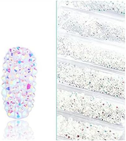 1728pcs голи дијаманти AB боја на ноктите уметност ригистони сјајни кристални скапоцени камења 3Д совети украси до 24/7 продавница