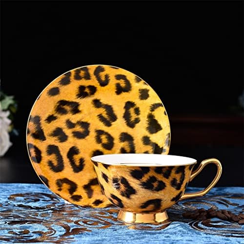 Чаша за кафе 15 парчиња Исклучителни налепници Златна линија чај време керамички леопард печатење кафе чај сет за хотел