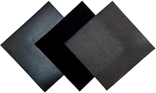 Црна кожа ткаенина за занаети: 3 листови од овча кожа од црна велур и црна кожа од јагниња од кожа 5x5in/ 12x12cm