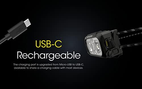 Nitecore NU25 400 UL Ултра Лесни Фарови, 400 LUMEN USB-C Полнење Со Lumentac Организатор За Назад Пакување, Кампување И Трчање