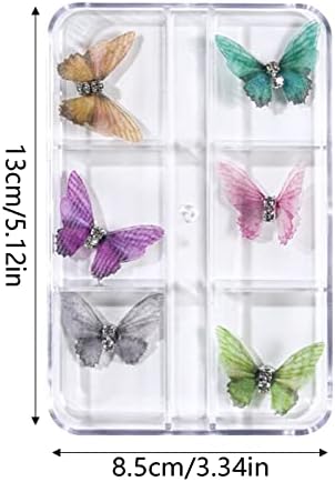 Nail Smart Butterfly накит на дното магнетна магнетна пеперутка 6 решетка единечна отстранлива накит за нокти DIY занаетчиски материјали