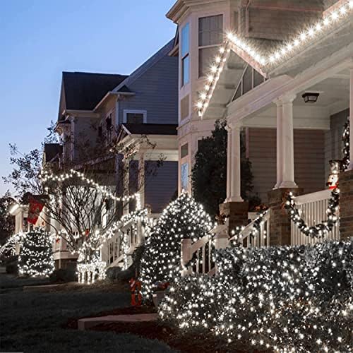 Китонг соларни Божиќни светла на отворено водоотпорен водоотпорен, 2 пакувања секоја 66ft 200 LED соларни жици светла бела, 8 режими соларни светла