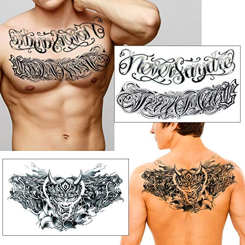 Glaryyearsears Змеј Тетоважи За Мажи, Лажни Реални Привремени Налепници За Тетоважа Со Долготрајна Креативна Скица, 5 Пакет Големи