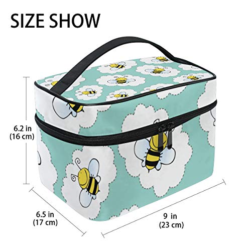 Пренослив Мал Пчелен Печатење Патување Козметичка Торба Торба За Шминка Организатор На Случај За Шминка Торба За Тоалетна Торба Со Голем Капацитет