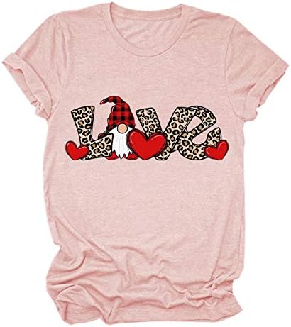 Подарок За Денот на вљубените За Девојки Жени Денот На Вљубените Маици На Екипажот Маица Мода Љубов Срце Печатење Кратки Ракави