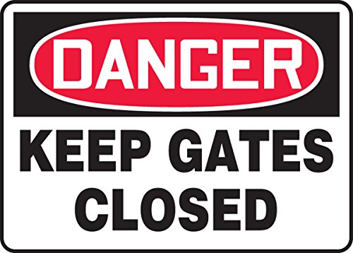 Accuform Mabr004VP знак, „Опасност Чувајте ги портите затворени“, 7 должина x 10 ширина x 0,055 дебелина, пластика, 7 x 10 , црвено/црно