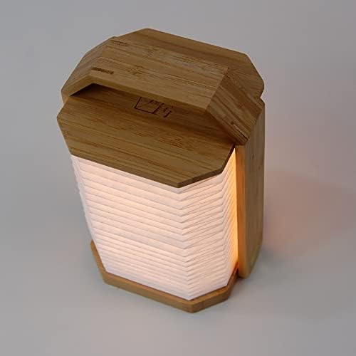 LED рачна ламба Дрво и хартија што виси виткање на фенер за фенер за светло за домашни канцеларии за патувања USB полнење