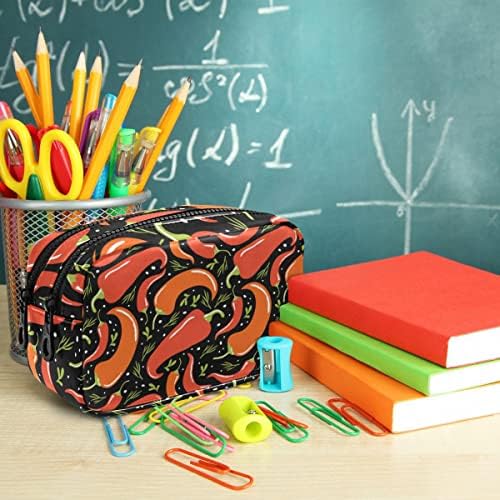 Случај со молив со црвена чили со молив со голем капацитет, торбичка за молив, преносна козметичка кеса за училишни канцелариски