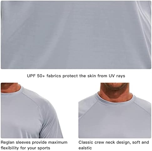 Biokey Man's UPF 50+ риболов кошули со долги ракави, кошула за сонце, SPF UV кошула за пешачење за трчање на отворено