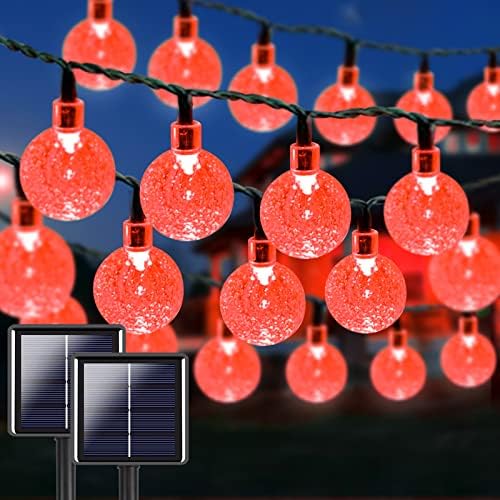 2-пакет 100 LED 64FT Crystal Globe Solar String Lights Надворешно, водоотпорни соларни светла на отворено со 8 режими на осветлување,