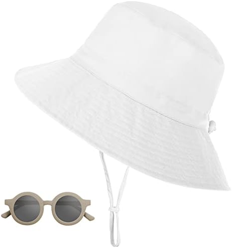 Бебе корпа капа и очила за сонце, УВ заштита Сонце капа со широк облик, капа на плажа на плажа летни најважни работи за момче девојче