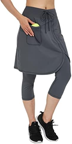 Cityoung capri со здолниште прицврстено за жени атлетско здолниште со хеланки за хеланки на хеланки скромни хеланки за здолништа за
