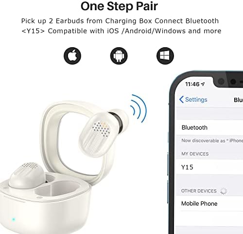 Лиладуо безжични уши Bluetooth 5.3 Слушалки Контрола на допир со мини пол за полнење и мала тежина IPX4 водоотпорни слушалки во