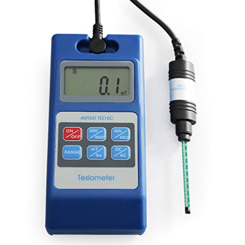 Amtast TES10C Tesla Tester Gauss Meter Surface Magnetic Field Testers со NS функција метална сонда Гуас метри за AC /DC, 110V