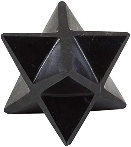 Хармонизирајте го црниот турмалин 8 поени Меркаба starвезда заздравување Реики енергија света геометрија Минерален камен