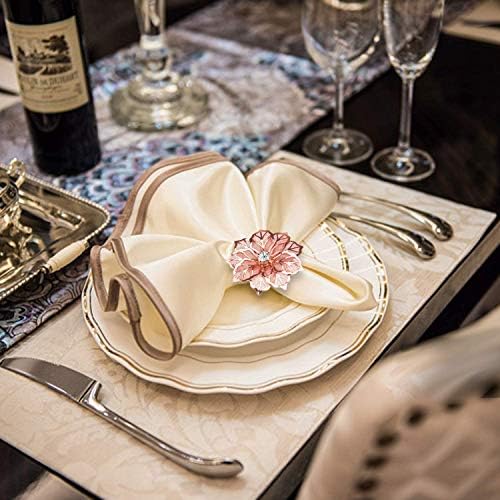 Амизор легура на салфетка прстени со шуплива цветна салфетка држач за украсување за домашна трпезарија свадба банкет забави секојдневно Божиќно
