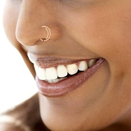 Lariau 20g Хируршки прстени од нос од не'рѓосувачки челик обрач 8мм лажен двоен обрач отворен нос прстен лице нос пирсинг накит за жени