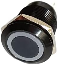 19мм прстен Моментарна црна анодизирана алуминиумска метална метална LED копче за копче - прекинувачи -