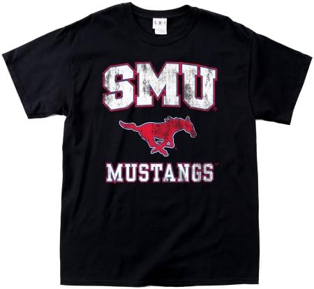NCAA SMU Mustangs 100-процентни пред-скратени гроздобер маскота со кратки ракави за кратки ракави