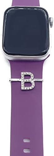 АВИВОН Азбучен часовник за часовници за опсег, привлечни метални украсни прстени јамки Rhinestone Плескав дијамант Силиконски каиш шарми компатибилни