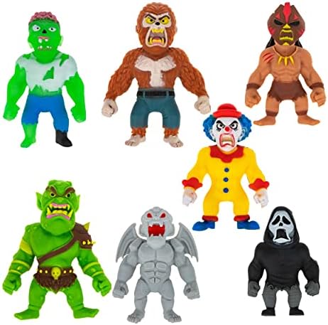 Monster Flex Strighty Toys за момчиња и девојчиња - сет од 7 - плашливи чудовишта за истегнување - играчки за играчки за деца за деца