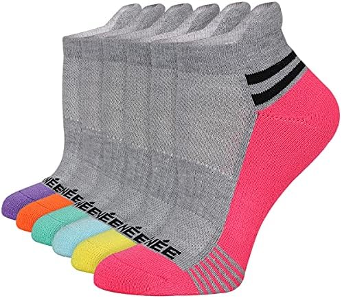Oyојние женски глужд со перничиња од глуждот 6 пакувања атлетски чорапи со ниско сечење со табулаторот за потпетици за трчање спорт