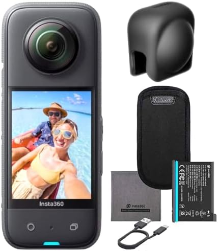 Insta360 X3 - Водоотпорна 360 Акционен фотоапарат со сензори 1/2 48MP, 5,7K HDR видео, 72MP фотографија, 4K единечни леќи, стабилизација,