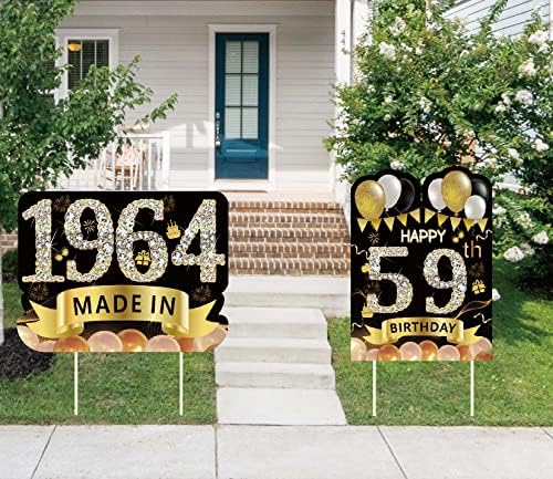 2 парчиња 16 Големи среќни 10 -ти роденденски партиски знаци украси за жени и мажи, црно злато 10 -ти роденденски двор знаци со удели,