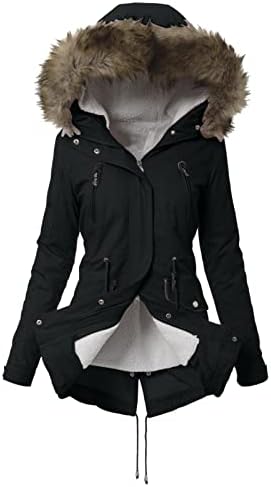 Duoewei Charcoal Fleece јакна женски задебелен палто Топло зимско руно наредено качулка плишано цврсто руно палто