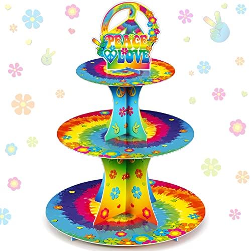 3 Ниво на Groovy Hippie Cupcake Stand Party Decoration