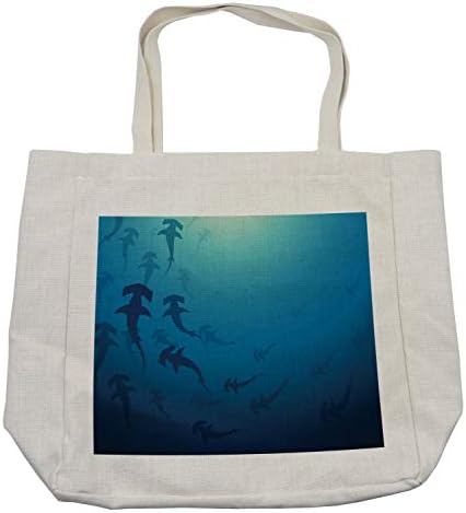 Амбесонско море животни торба за шопинг, ајкула за ајкули Океан Океан опасен предатор дива илустрација на природата, еколошка торба за