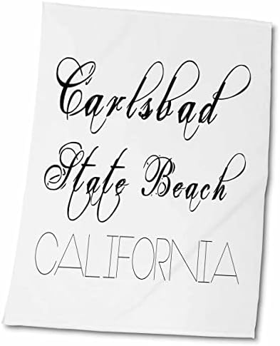 3drose Carlsbad State Beach, California. Декоративен црн текст на бел - крпи