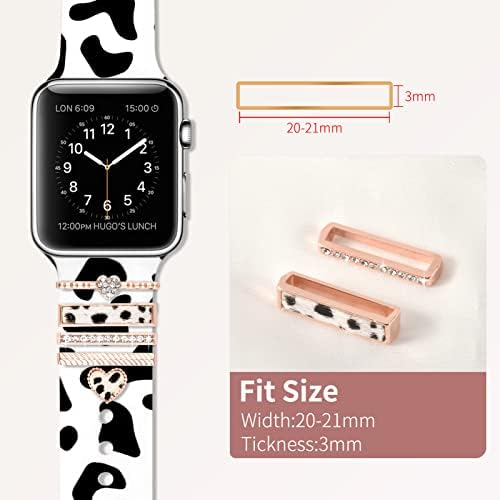 Печатениот опсег за часовници Shesesuki со шарми компатибилни со Apple Watch 38mm 40mm 41mm 42mm 44mm 45mm 49mm, печатете мека силиконска