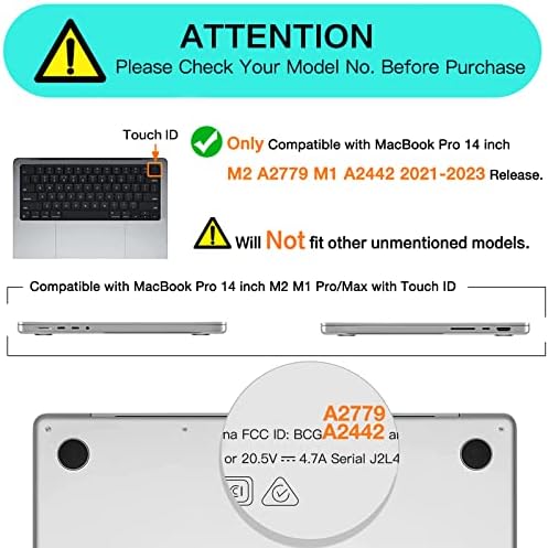 Mosiso компатибилен со MacBook Pro 14 Inch Case 2023 2022 2021 M2 A2779 A2442 M1, Поддршка за одмор на зглобот за подлога на глувчето