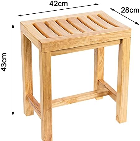 Едноставна столица, дрвен туш/столици за бања | Клупа за седишта за бања за постари лица против лизгање ， полица за складирање