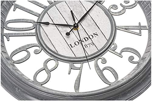 Производи на Бернхард Голем wallиден часовник 16 инчи сива без бујна батерија оперирана квалитетна кварц рустикална фарма куќа излитена шик