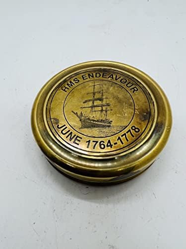 Кралската Продавница За ракотворби Антички Месинг Брод КОМПАС ХМС Настојува јуни 1764-1778 со Дрвена Кутија