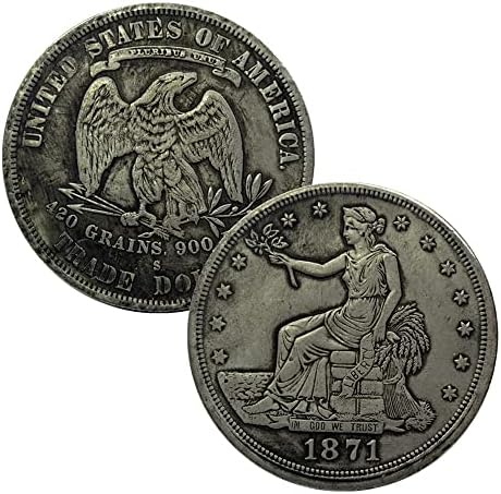 1871 Американска Трговија Сребрен Круг Американски Орел Океан Сребрен Долар Комеморативна Монета Океан Лонгјанг Сребрена Монета