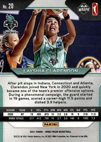 2021 Panini WNBA Prizm 20 Layshia Clarendon New York Liberty Chaslether Trading Card