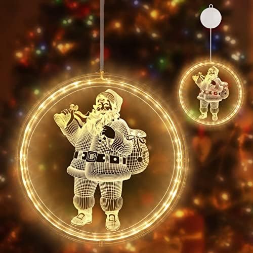 Алинет Божиќна декоративна светлина, Божиќни прозорец виси светла, Божиќни прозорец светла за елката патека Патоказ Патио забава Осветлување, топла светлина