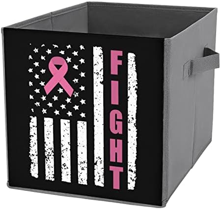 Американско Знаме Со Борба Против Ракот Преклопливи Канти За Складирање Печатење Корпи За Коцки Од Ткаенина Кутии Со Рачки За