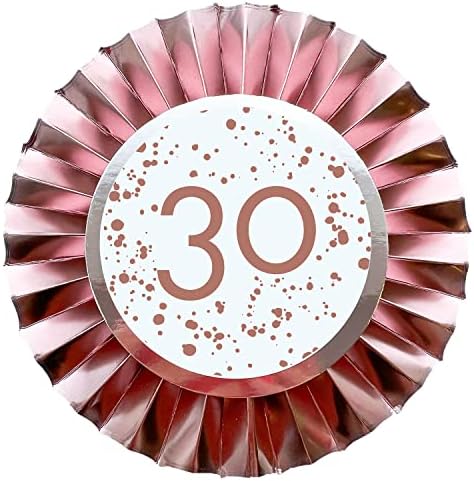 АМСКАН 9913909 - Розово злато '30' Роденденска забава Розета со лента - 14,6 см